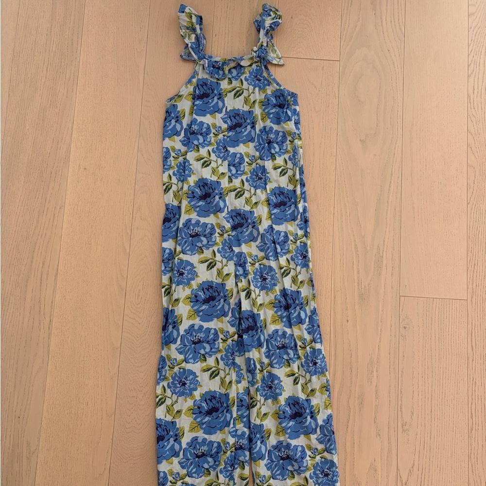 Pink Chicken Light Blue Floral Romper